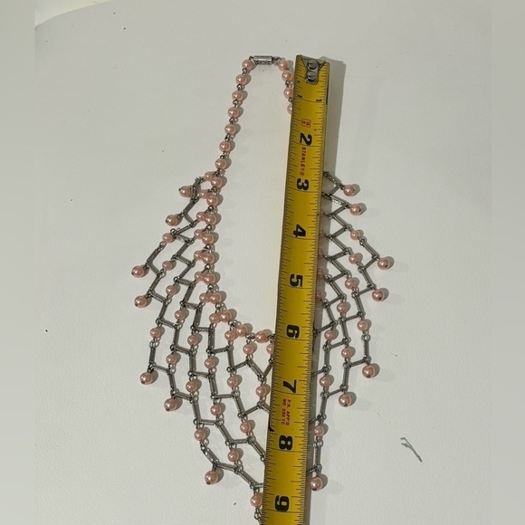 Pink pearl net bib necklace Vintage - Picture 5 of 5